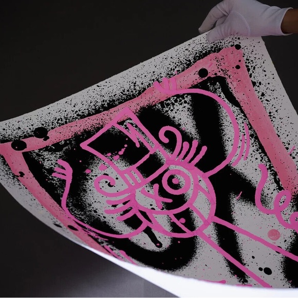Andre Saraiva "Pink Mr. A on Spray" Limited Edition Screen Print on Heavy Paper - Picture 5 of 8